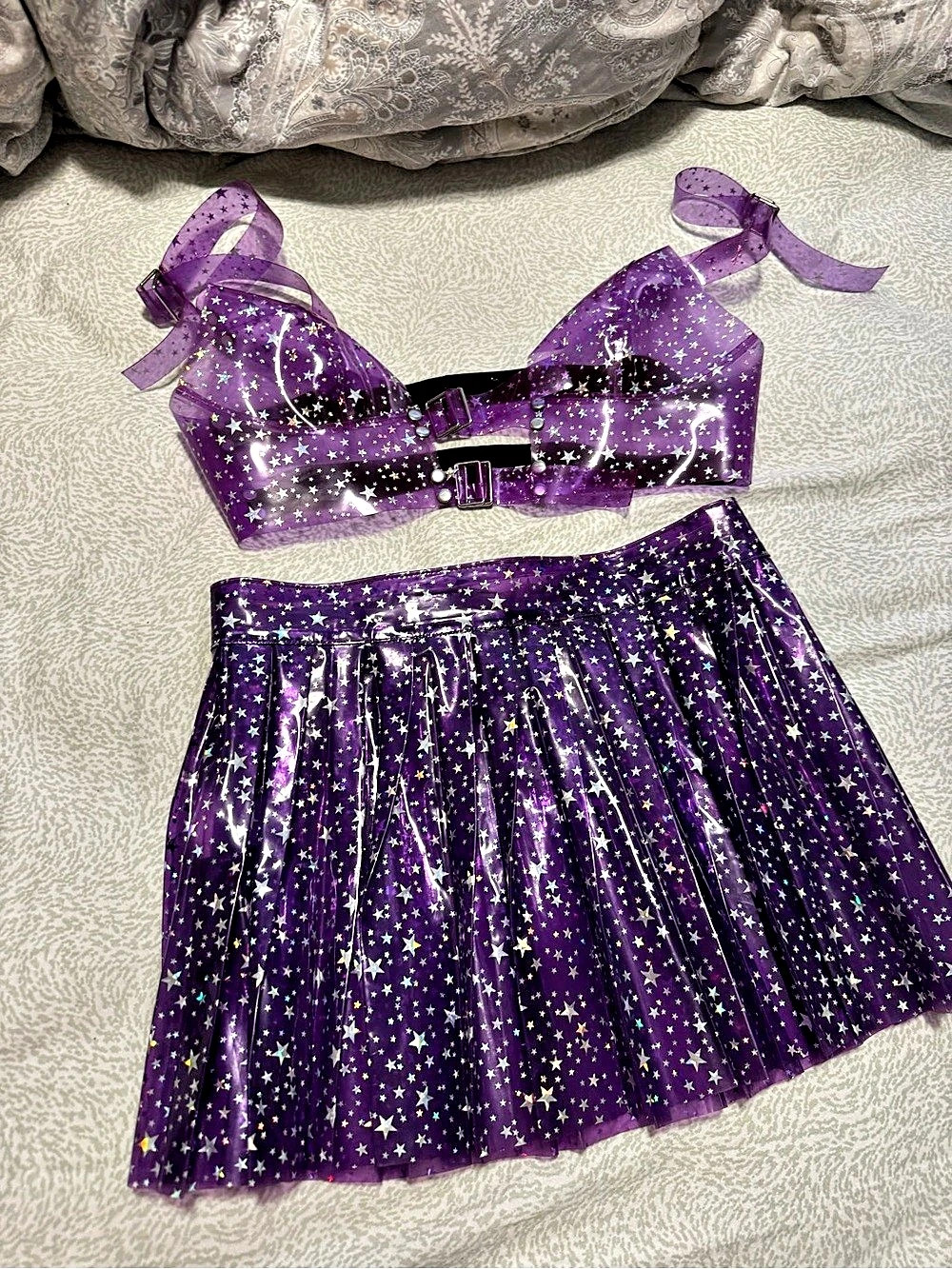 Purple Star Print Party Dress Set